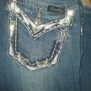 Miss Me Blue Boot Cut Jeans with Silver Accents